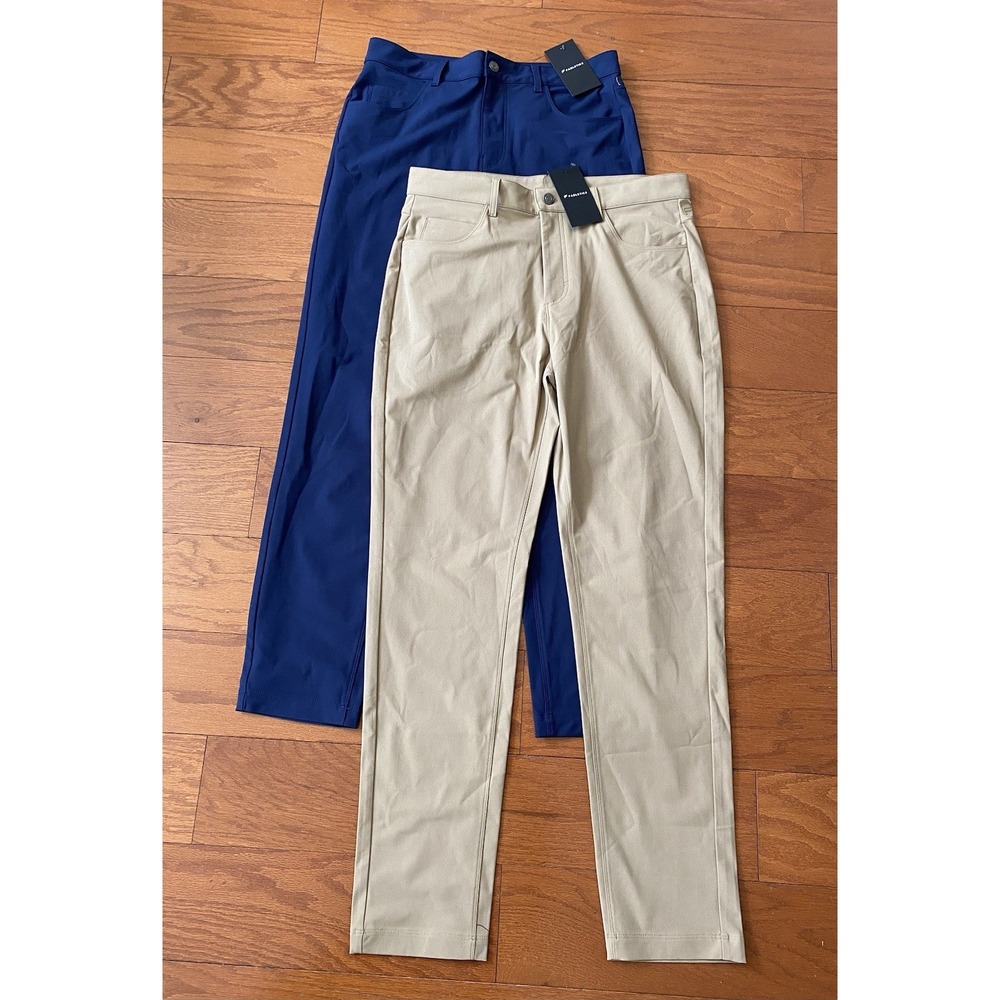 New Fabletics Pants Mens 31x32 Blue & Beige Golf Stretch Chino Lot Of 2 $200